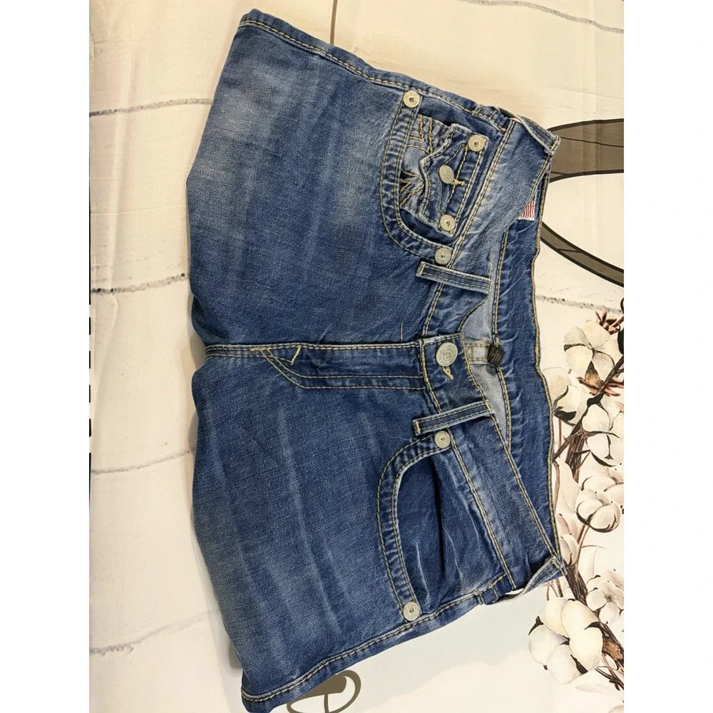 Vintage True Religion Skinny Jeans Womens 30 Dark Wash Flap Pocket Y2K